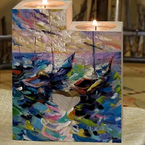 Sailboats At The Sunset Candle Holder