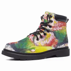 Men Beautiful Flowers Mid Top Boots