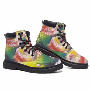 Men Beautiful Flowers Mid Top Boots