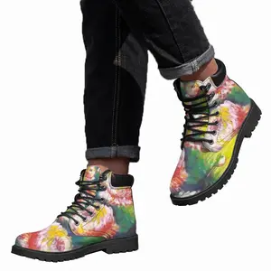 Men Beautiful Flowers Mid Top Boots