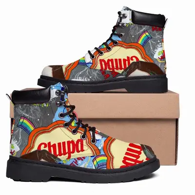 Men Chupa Chups - Blue Yellow Orange Mid Top Boots