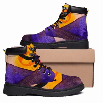 Men The Moon Fisher - Watercolor Kids Children Fisher Purple Moon Mountain View Landscape Mid Top Boots