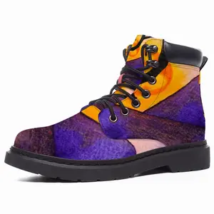 Men The Moon Fisher - Watercolor Kids Children Fisher Purple Moon Mountain View Landscape Mid Top Boots