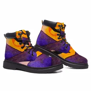 Men The Moon Fisher - Watercolor Kids Children Fisher Purple Moon Mountain View Landscape Mid Top Boots