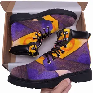 Men The Moon Fisher - Watercolor Kids Children Fisher Purple Moon Mountain View Landscape Mid Top Boots