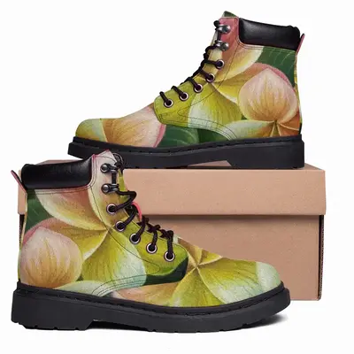 Men Hawaiian Flowers Mid Top Boots