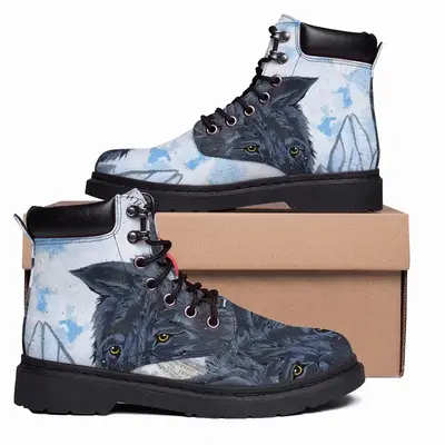 Men Wolf - Animals Wild Collage Design Decor Ideas Interior Mid Top Boots