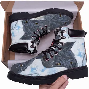 Men Wolf - Animals Wild Collage Design Decor Ideas Interior Mid Top Boots