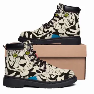 Men Albino - White Tiger Animals Interior Decor Gift Mid Top Boots