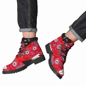 Men Buenos Dias Amigo - Red Skull Dead Halloween Mexico Muertos Calavera Catrina Mid Top Boots