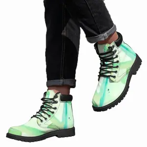 Men Green Bird Mid Top Boots