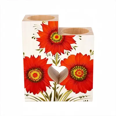 Three Red Flowers Candle Holder