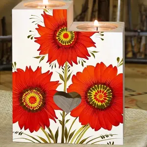 Three Red Flowers Candle Holder