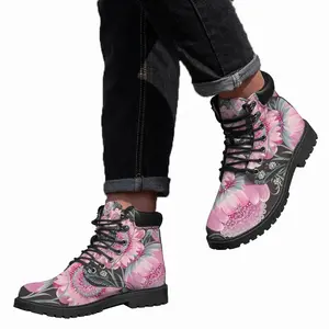 Men Pastel Flowers Mid Top Boots