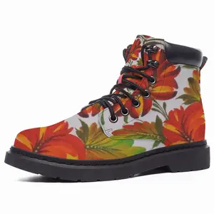 Men Orange Flower Mid Top Boots