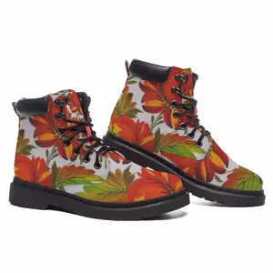 Men Orange Flower Mid Top Boots