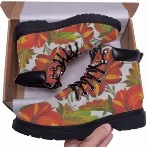 Men Orange Flower Mid Top Boots