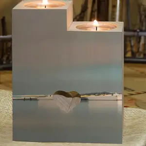 Light Blue Lagoon With Two Boats Candle Holder