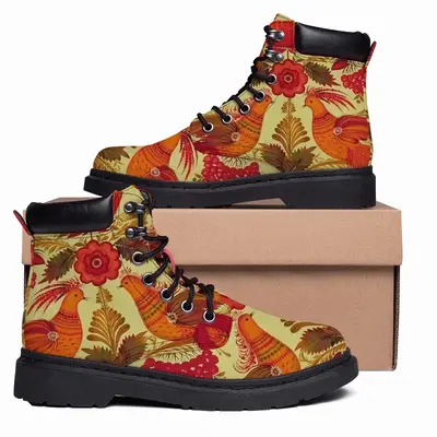 Men Flower In A Pot Mid Top Boots