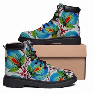 Men Blue Sky Flower Mid Top Boots