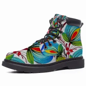 Men Blue Sky Flower Mid Top Boots