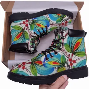 Men Blue Sky Flower Mid Top Boots