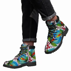 Men Blue Sky Flower Mid Top Boots