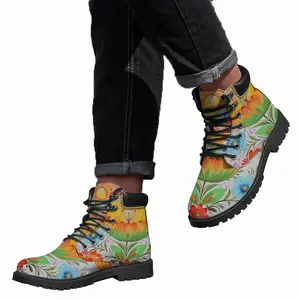 Men Easter Flower Mid Top Boots