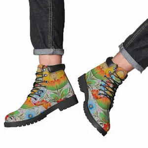 Men Easter Flower Mid Top Boots