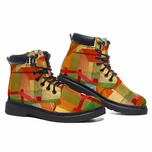 Men Red Fence Mid Top Boots