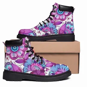 Men Purple Bouquet Mid Top Boots