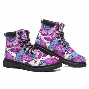 Men Purple Bouquet Mid Top Boots