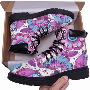 Men Purple Bouquet Mid Top Boots