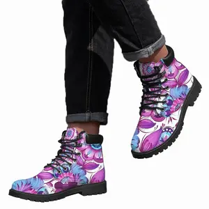 Men Purple Bouquet Mid Top Boots