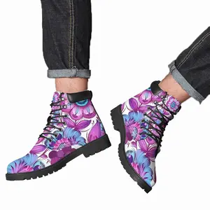 Men Purple Bouquet Mid Top Boots