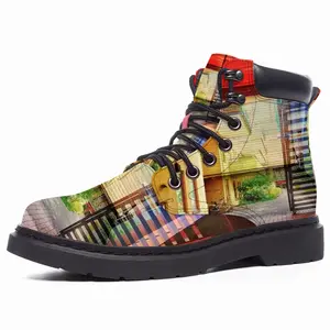 Men Red & Yellow Mid Top Boots