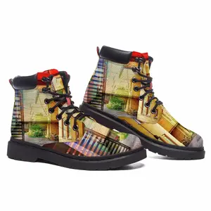 Men Red & Yellow Mid Top Boots