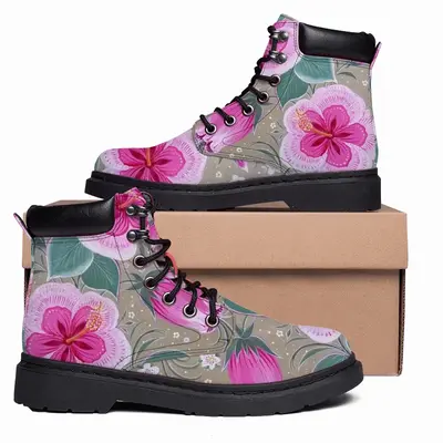 Men Purple Flowerbed Mid Top Boots