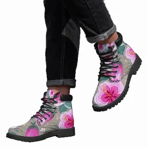 Men Purple Flowerbed Mid Top Boots