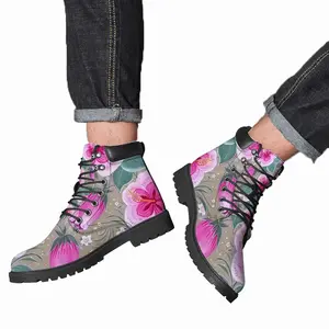 Men Purple Flowerbed Mid Top Boots