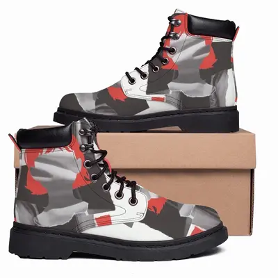 Men Red Mid Top Boots