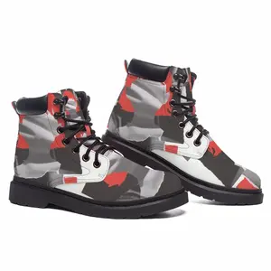 Men Red Mid Top Boots