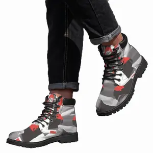 Men Red Mid Top Boots