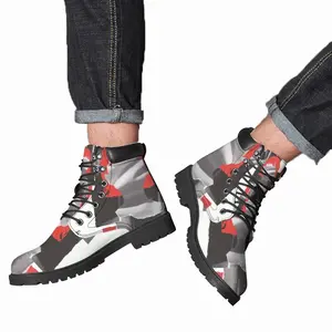 Men Red Mid Top Boots