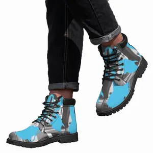 Men Blue Mid Top Boots