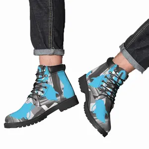 Men Blue Mid Top Boots