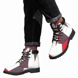 Men Two Color Abstract Mid Top Boots