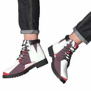 Men Two Color Abstract Mid Top Boots