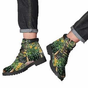 Men Sunflowers New York City Mid Top Boots