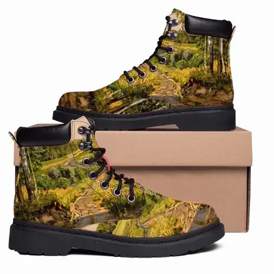 Men Country Road Landscape Mid Top Boots